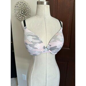 Victoria's Secret PINK pale pink/gray Camo Print 34DD Everywhere Push up Bra